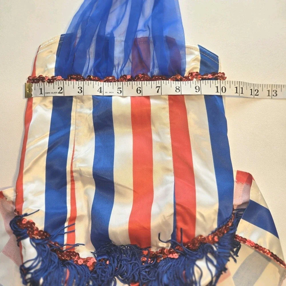 Vintage 1976 Advance Theatrical Leo-Tard Girls Dance Costume 8C Patriotic Gloves
